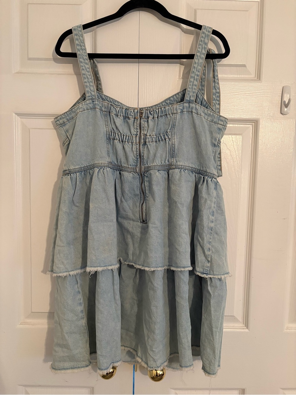 American Eagle Light Blue Elastic Waist Denim Dress